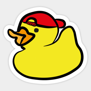 Cute rubber duck wearing a backwards baseball cap Sticker